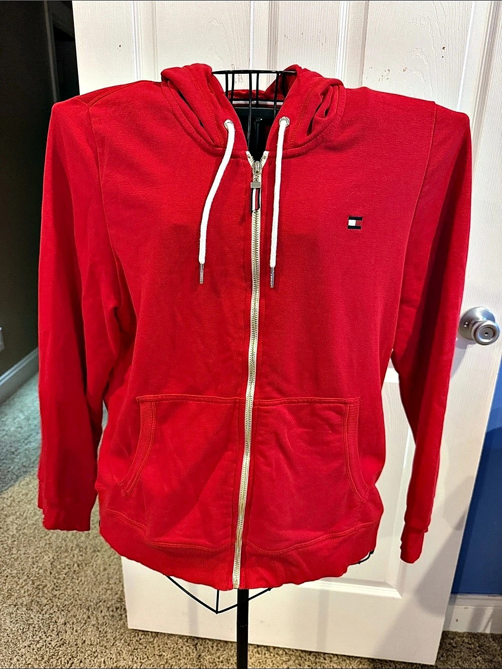 Tommy Hilfiger Essential Full-Zip Hoodie Sweatshirt Women’s Red XL
